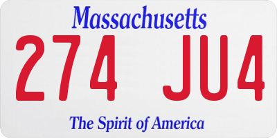 MA license plate 274JU4