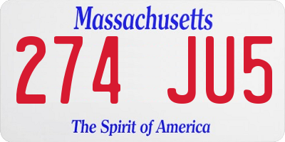 MA license plate 274JU5