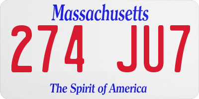 MA license plate 274JU7