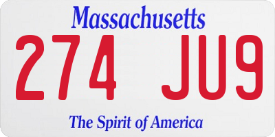 MA license plate 274JU9