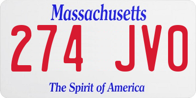 MA license plate 274JV0