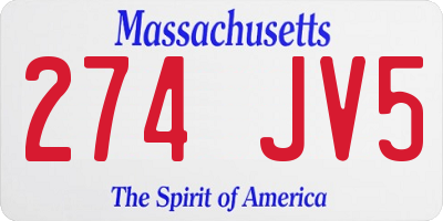 MA license plate 274JV5