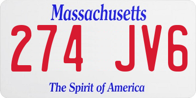 MA license plate 274JV6