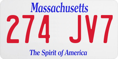 MA license plate 274JV7