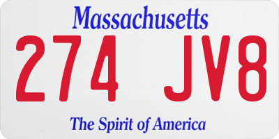 MA license plate 274JV8