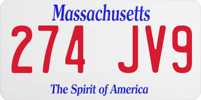 MA license plate 274JV9