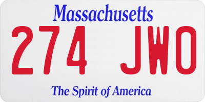 MA license plate 274JW0