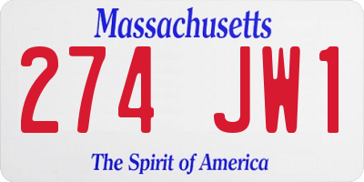 MA license plate 274JW1