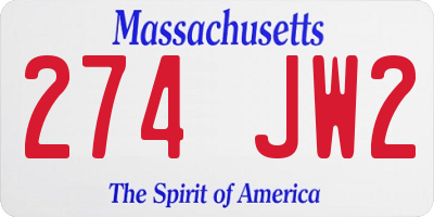 MA license plate 274JW2