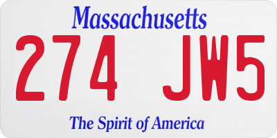 MA license plate 274JW5