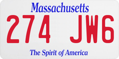 MA license plate 274JW6