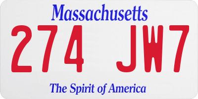 MA license plate 274JW7