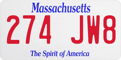 MA license plate 274JW8
