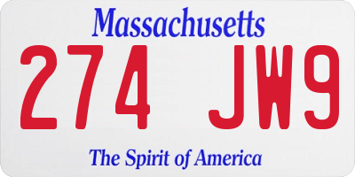 MA license plate 274JW9
