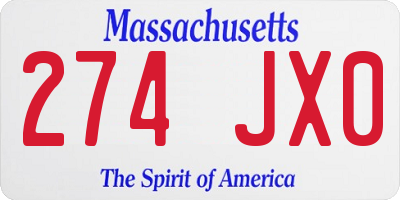 MA license plate 274JX0