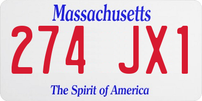 MA license plate 274JX1