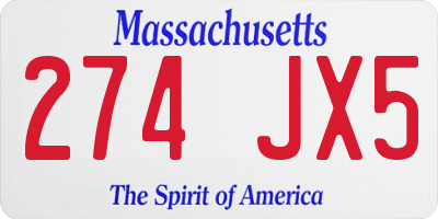 MA license plate 274JX5