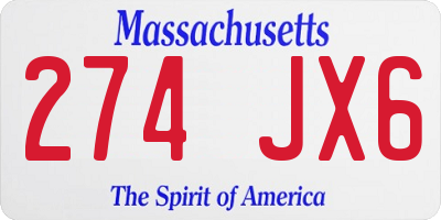 MA license plate 274JX6