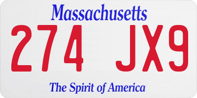 MA license plate 274JX9