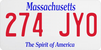 MA license plate 274JY0