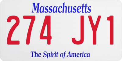 MA license plate 274JY1