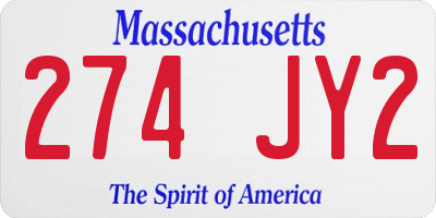 MA license plate 274JY2