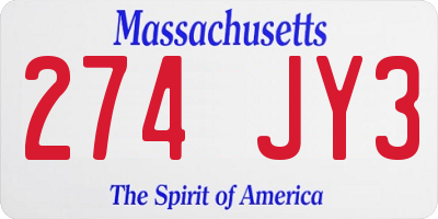 MA license plate 274JY3