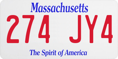 MA license plate 274JY4