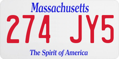 MA license plate 274JY5
