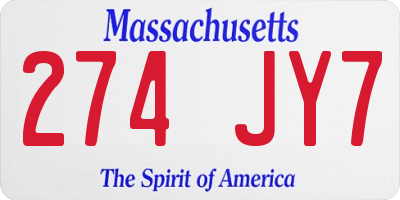 MA license plate 274JY7