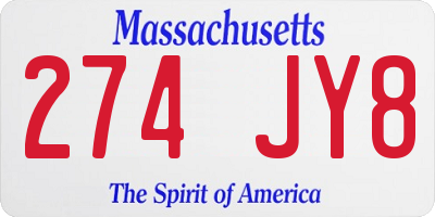 MA license plate 274JY8