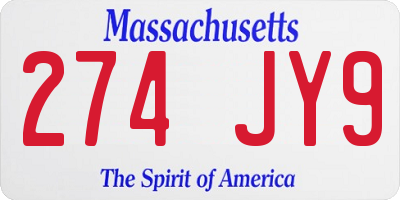 MA license plate 274JY9