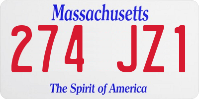 MA license plate 274JZ1