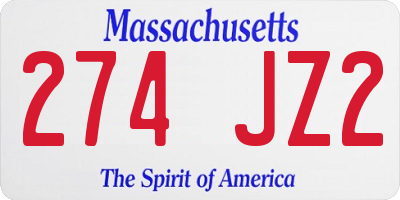 MA license plate 274JZ2