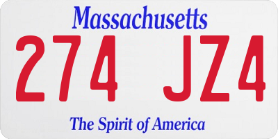 MA license plate 274JZ4