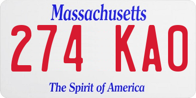 MA license plate 274KA0