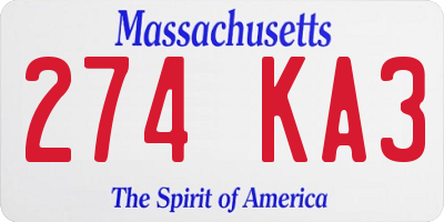 MA license plate 274KA3