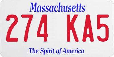 MA license plate 274KA5