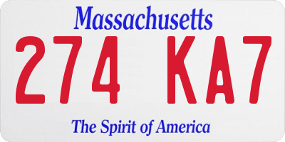 MA license plate 274KA7