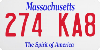 MA license plate 274KA8