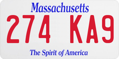 MA license plate 274KA9