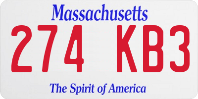 MA license plate 274KB3