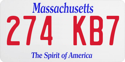 MA license plate 274KB7