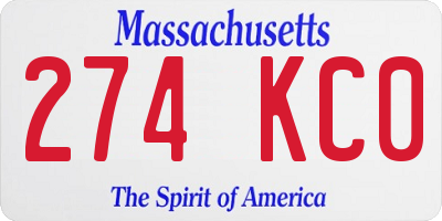 MA license plate 274KC0