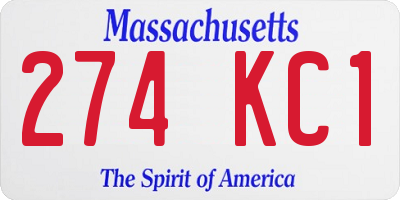 MA license plate 274KC1