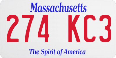 MA license plate 274KC3