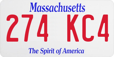 MA license plate 274KC4