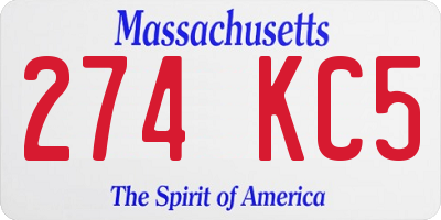MA license plate 274KC5