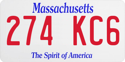 MA license plate 274KC6