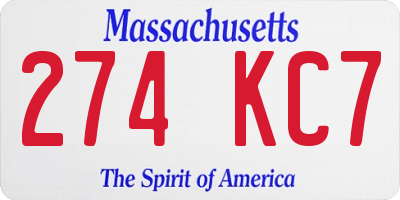 MA license plate 274KC7